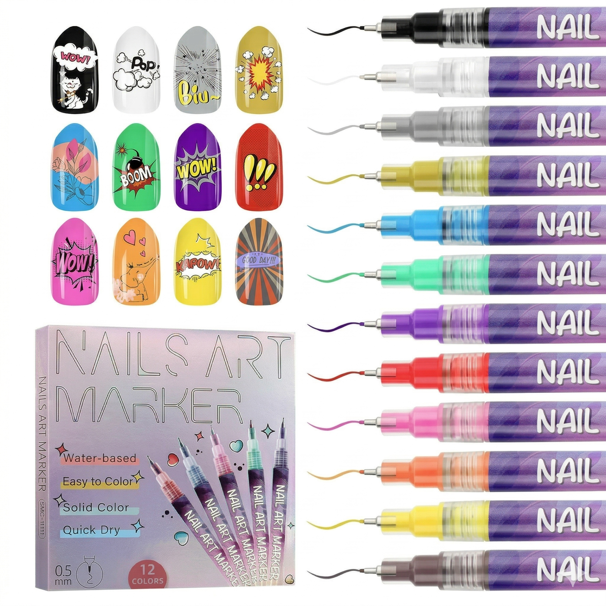 Nail Art Pens Set of 12 Colors