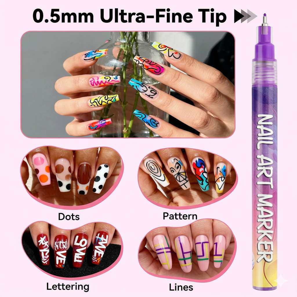 Nail Art Pens Set of 12 Colors